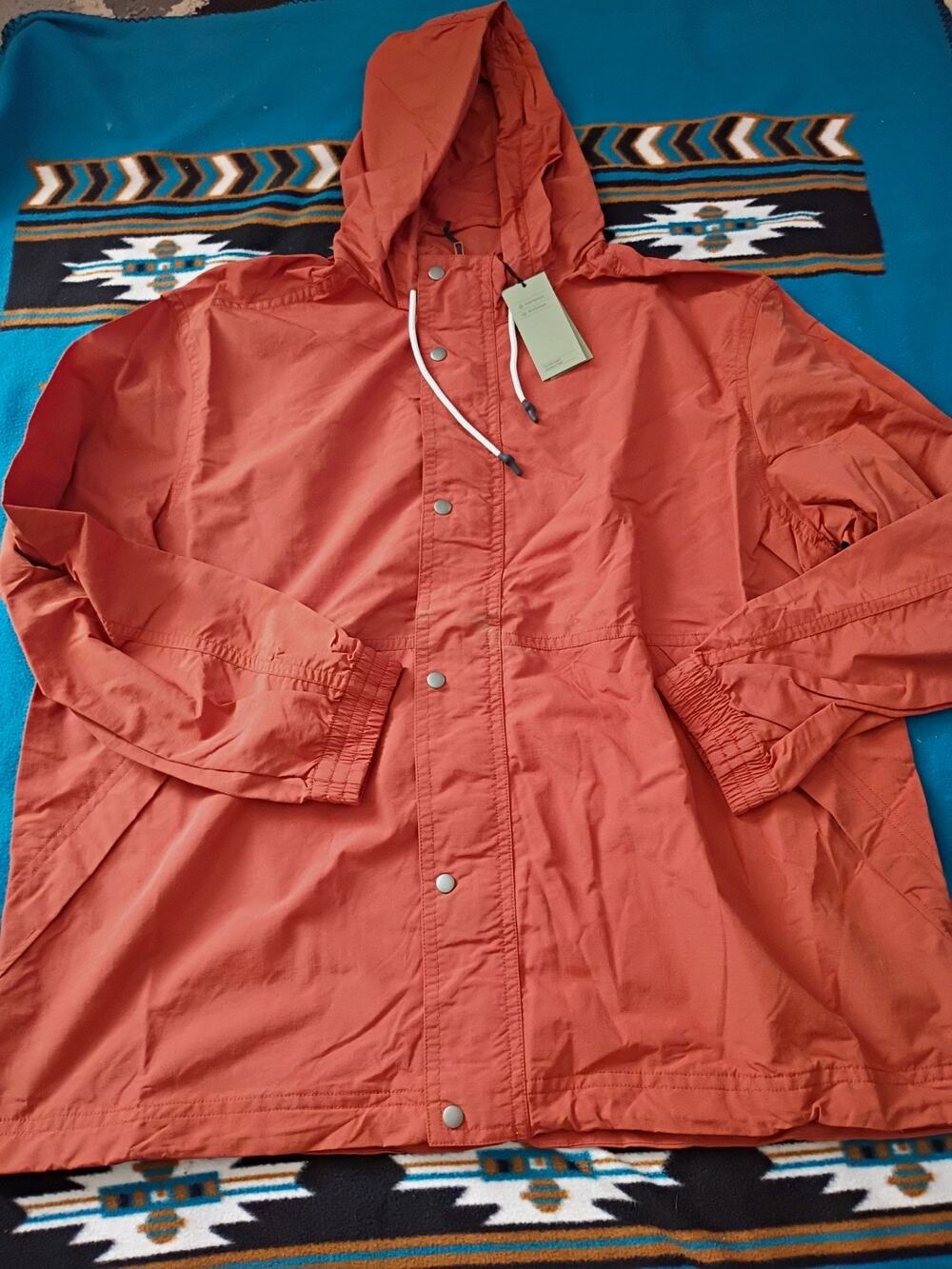 Goodfellow Co Orange Hooded Raincoat Wind Resistant Jacket 2XL Tall